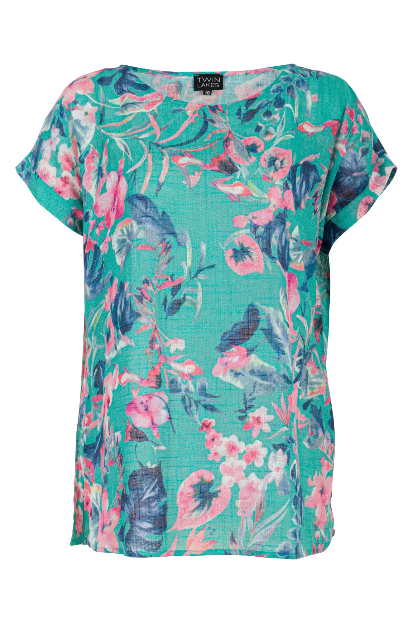 100% printed Cotton Tunic | Jade Pink Blossom | 6278AR