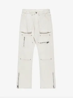 1984 High Street Zipper Patchwork Pocket Denim Pants Straight Leg