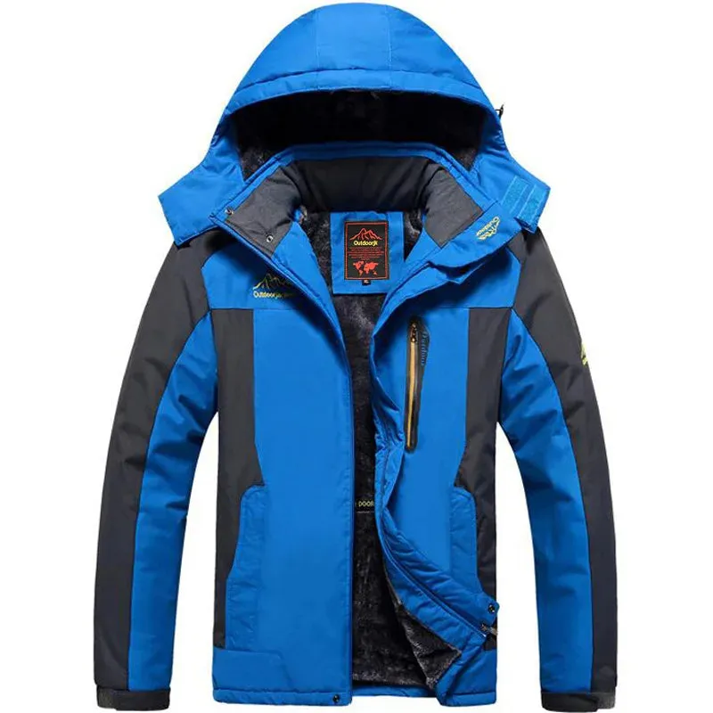 2023 New Outdoor Winter Sprint Jacket Men's Plush and Thick Insulation Windproof and Rainproof Mountain Climbing Coat