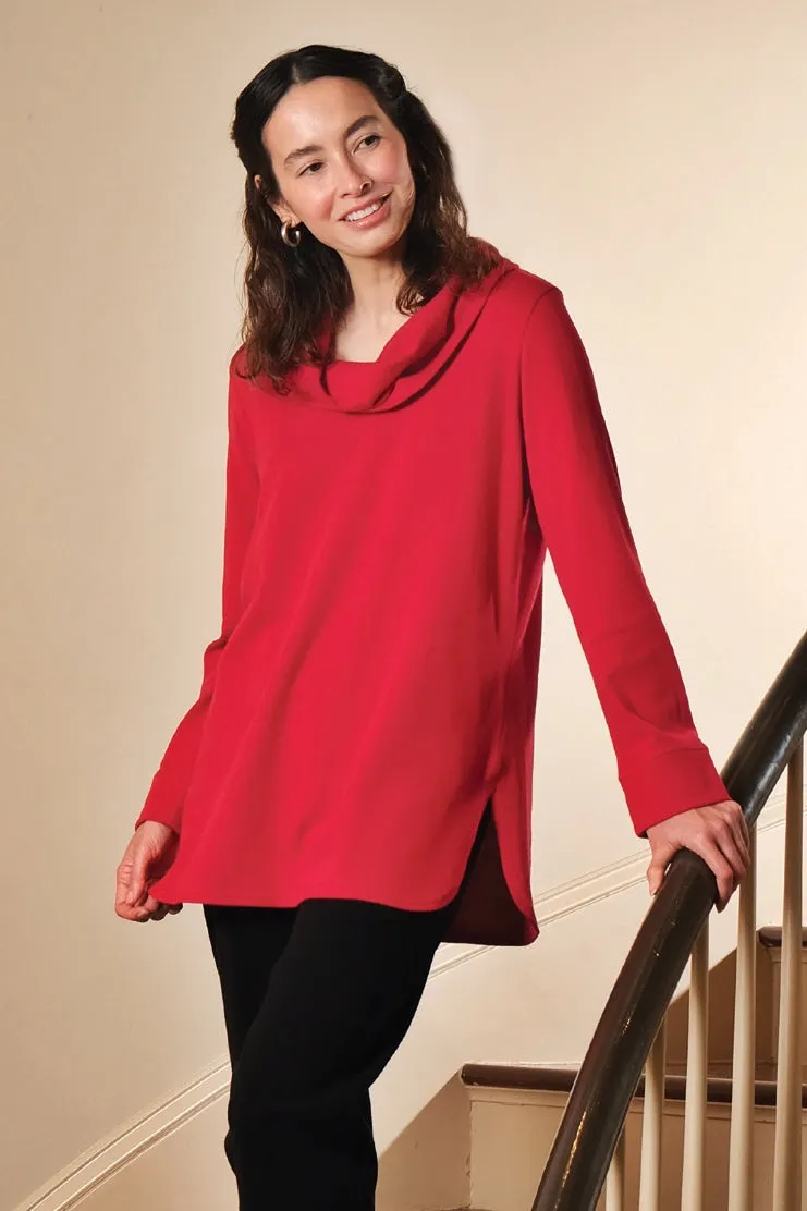 28” Long Sleeve Cowl Neck Tunic