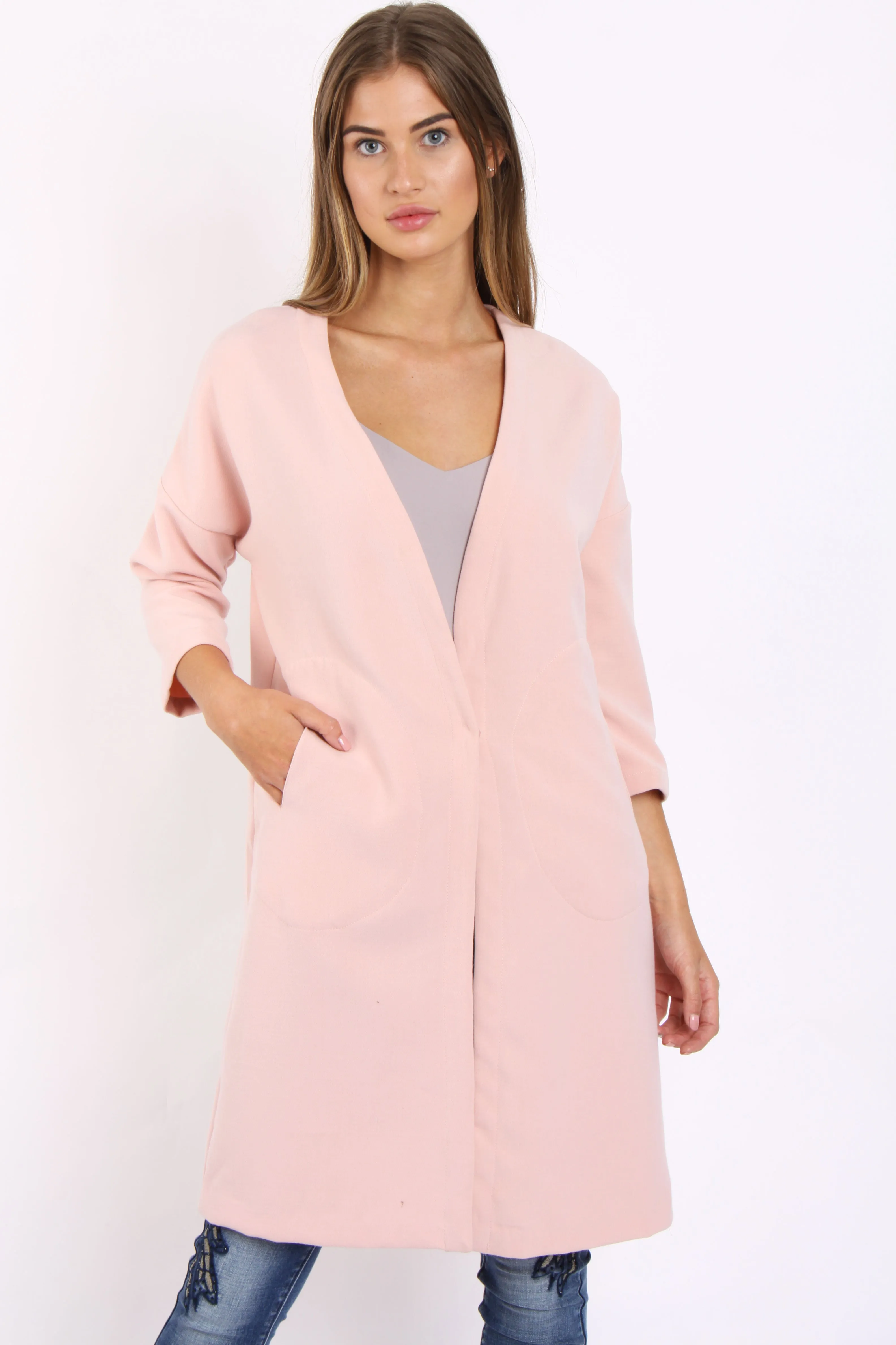 3/4 length Sleeve Longline Blazer Jacket