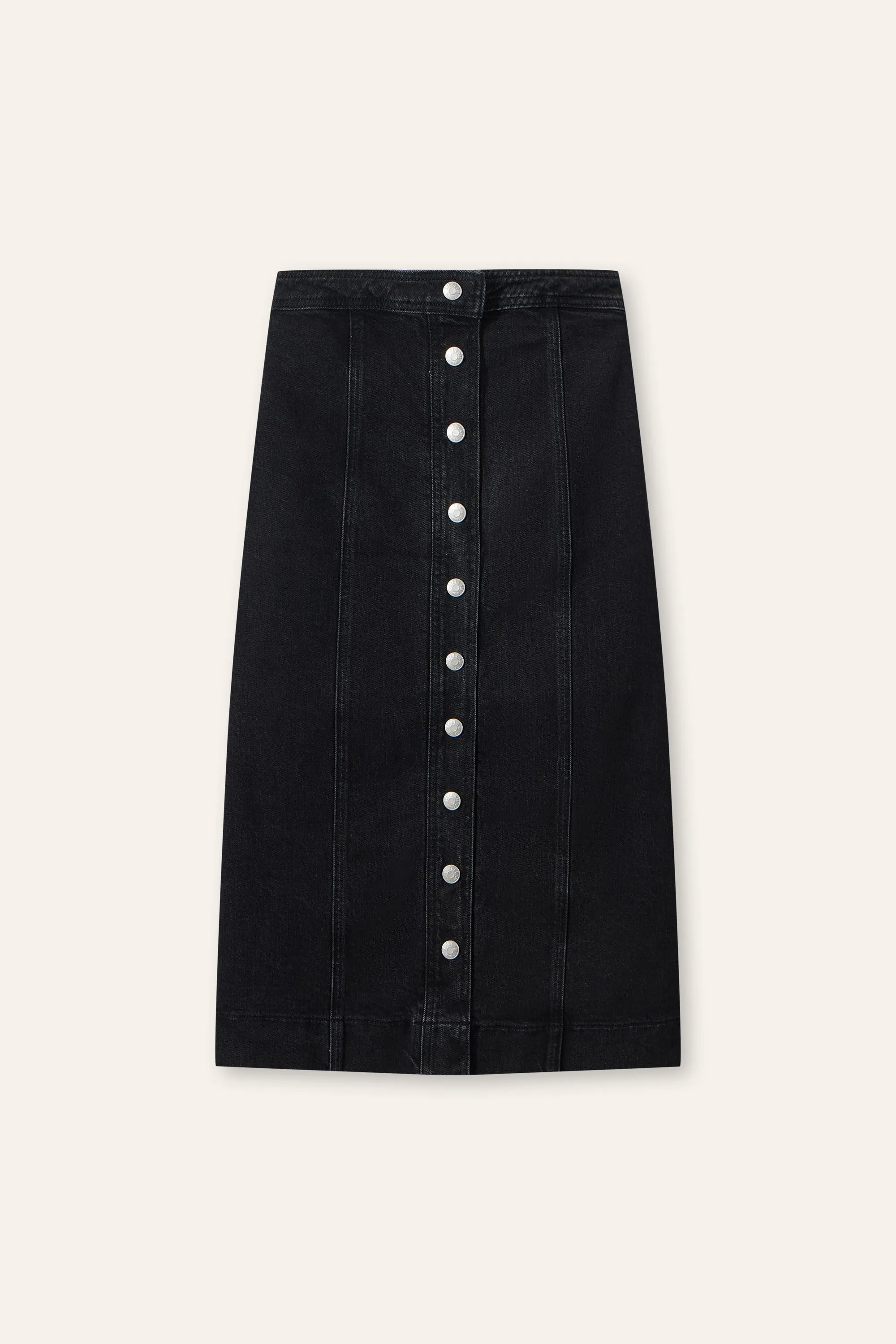 ADALENE denim midi skirt (Black)