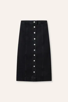 ADALENE denim midi skirt (Black)