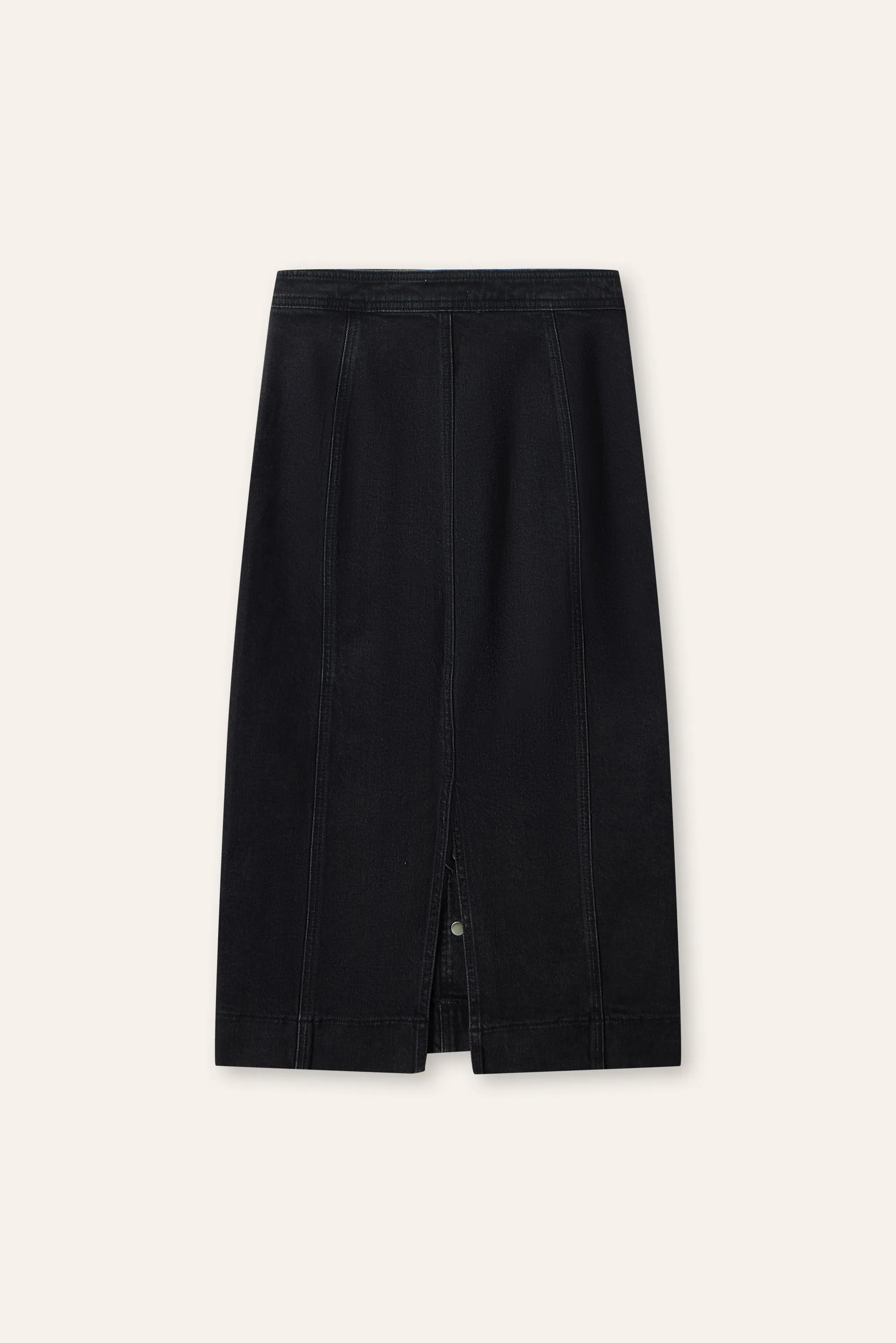 ADALENE denim midi skirt (Black)