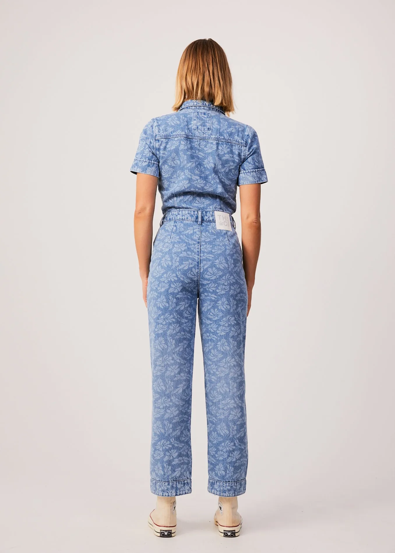 AFENDS Womens Zuri - Denim Floral Jumpsuit - Floral Blue