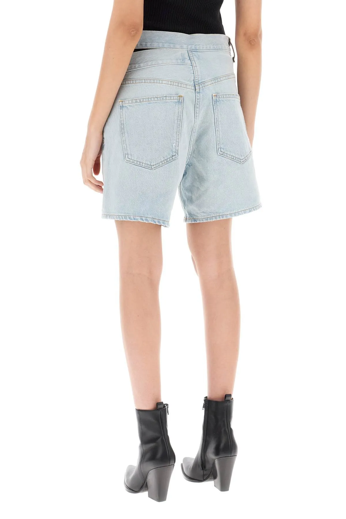 Agolde cut-out waistband denim shorts