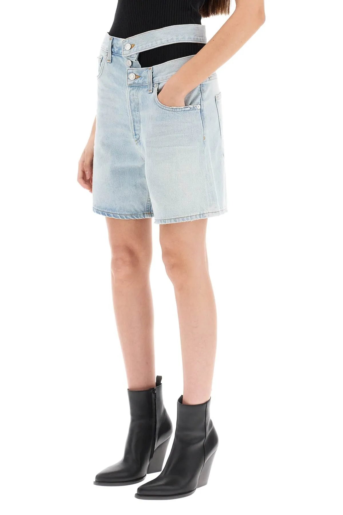 Agolde cut-out waistband denim shorts