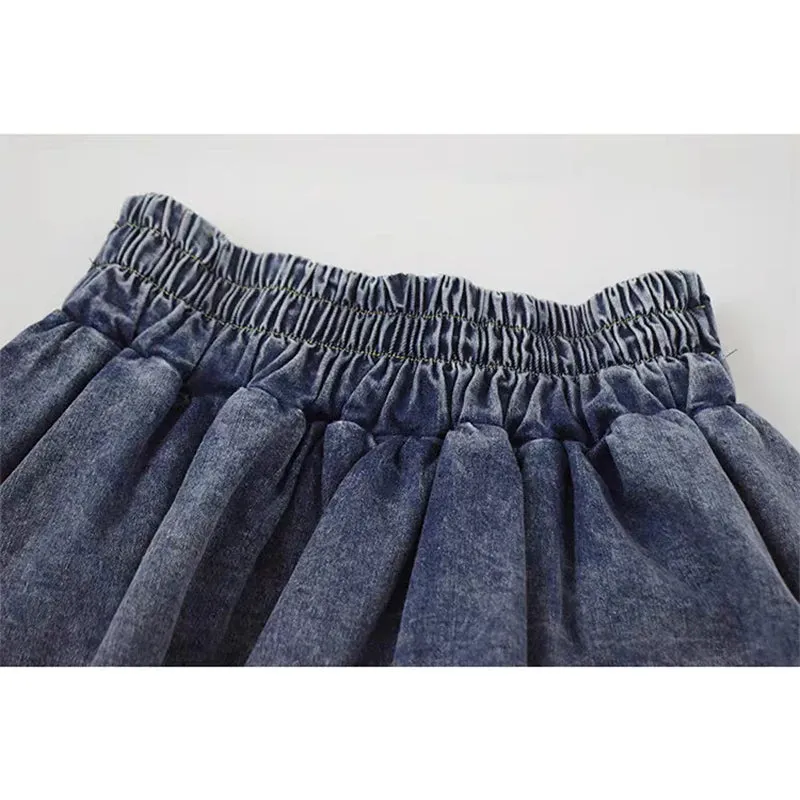 Aiertu Grunge Y2k Bow Denim Skirt with shorts Kawaii Women Vintage Gyaru Ruffle Low Waist Sexy Pleated Mini Skirts Summer Streetwear