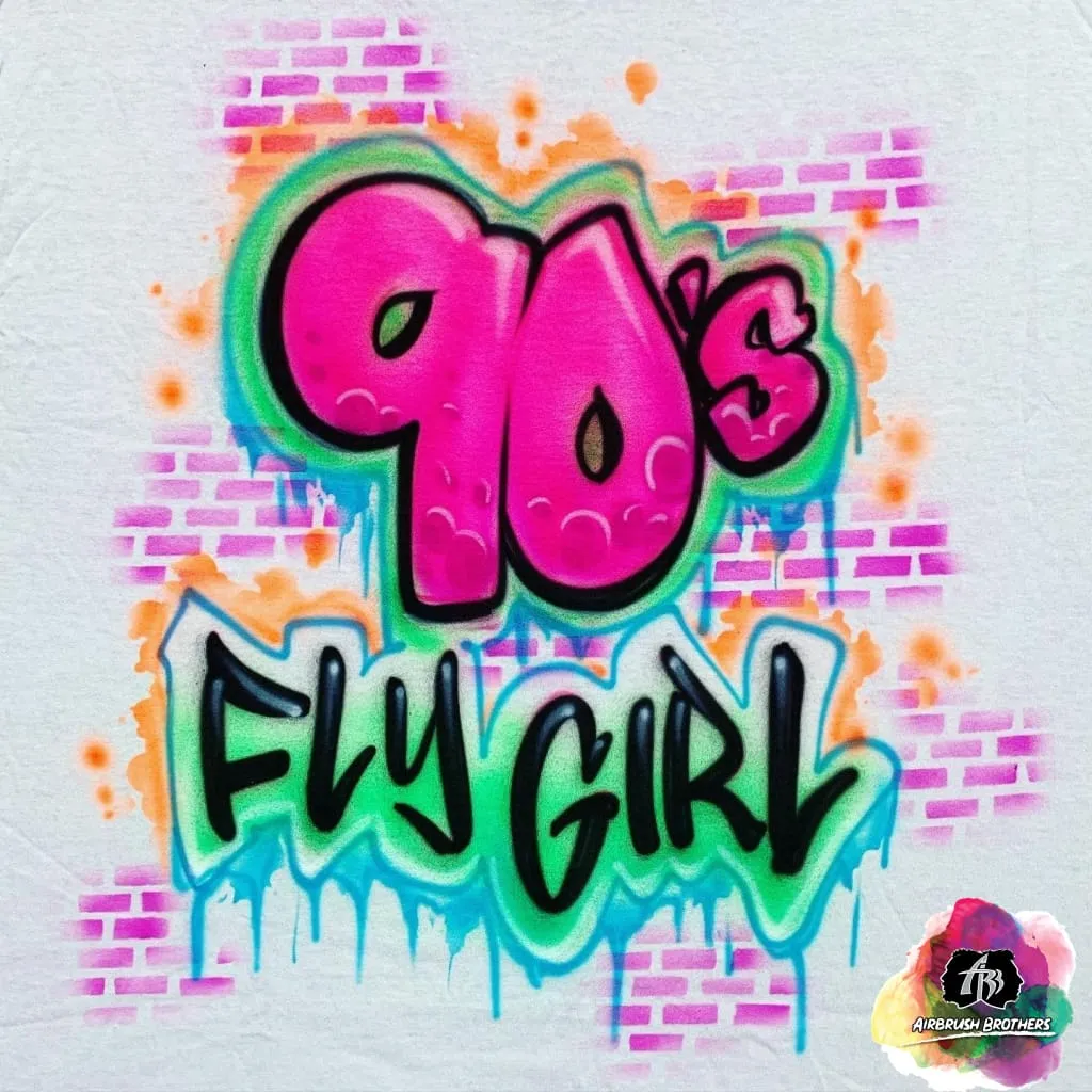 Airbrush 90's Fly Girl w/ Bricks Shirt Design