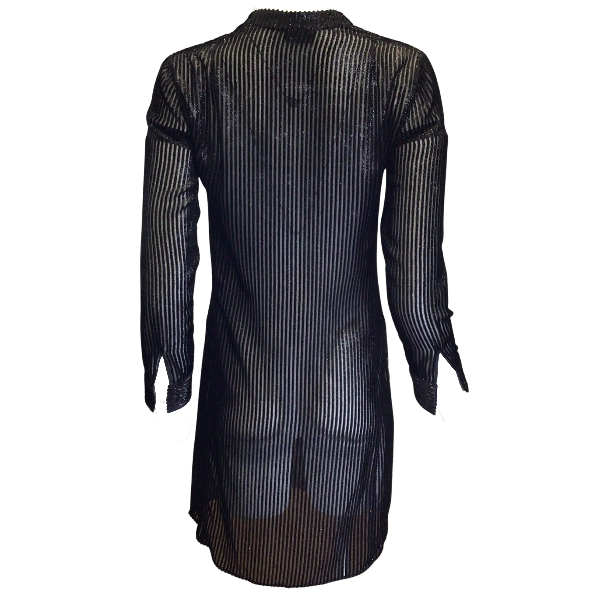 Akris Black Striped Lurex and Sheer Silk Tunic Dress