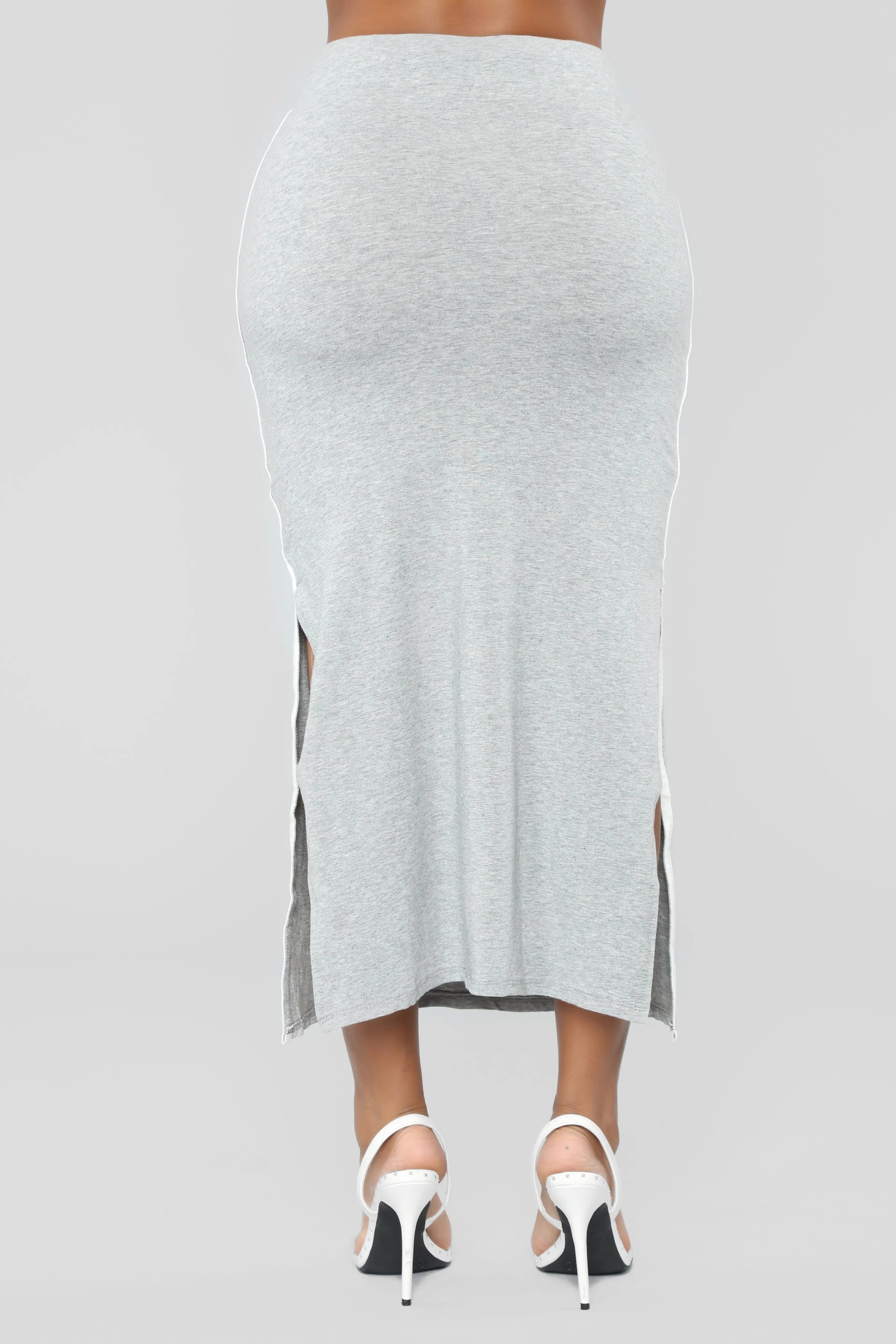 Alessia Side Slit Skirt - Heather Grey