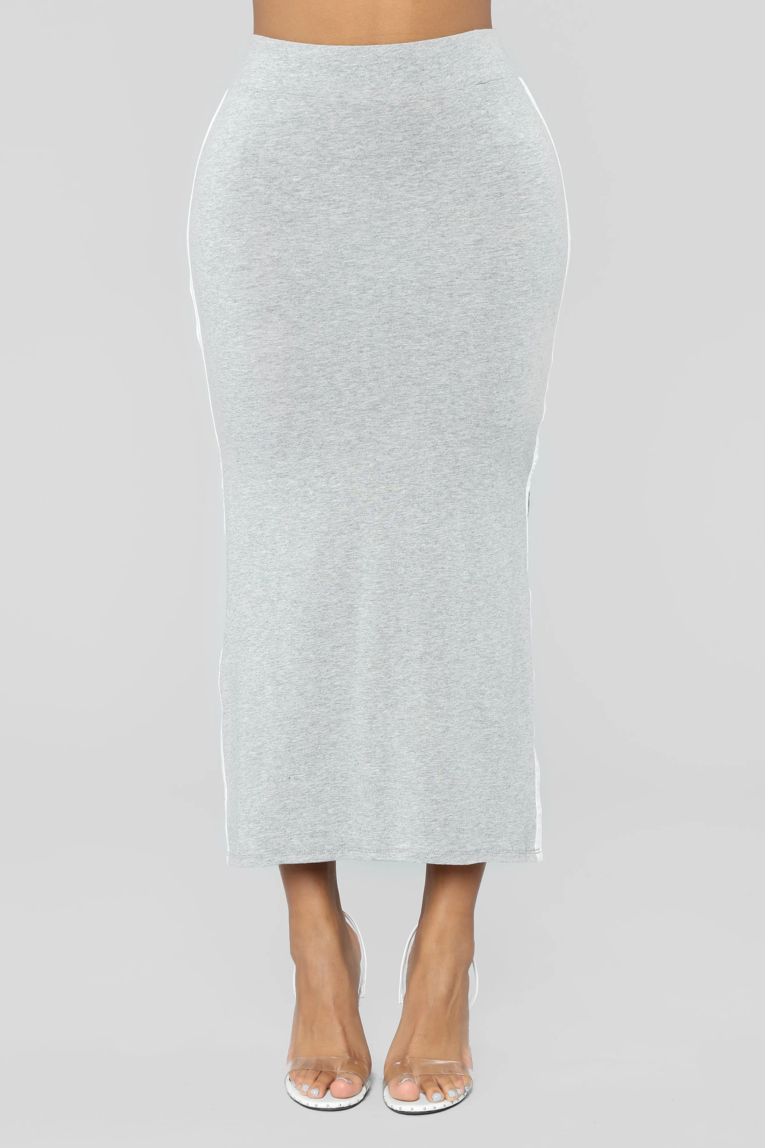 Alessia Side Slit Skirt - Heather Grey