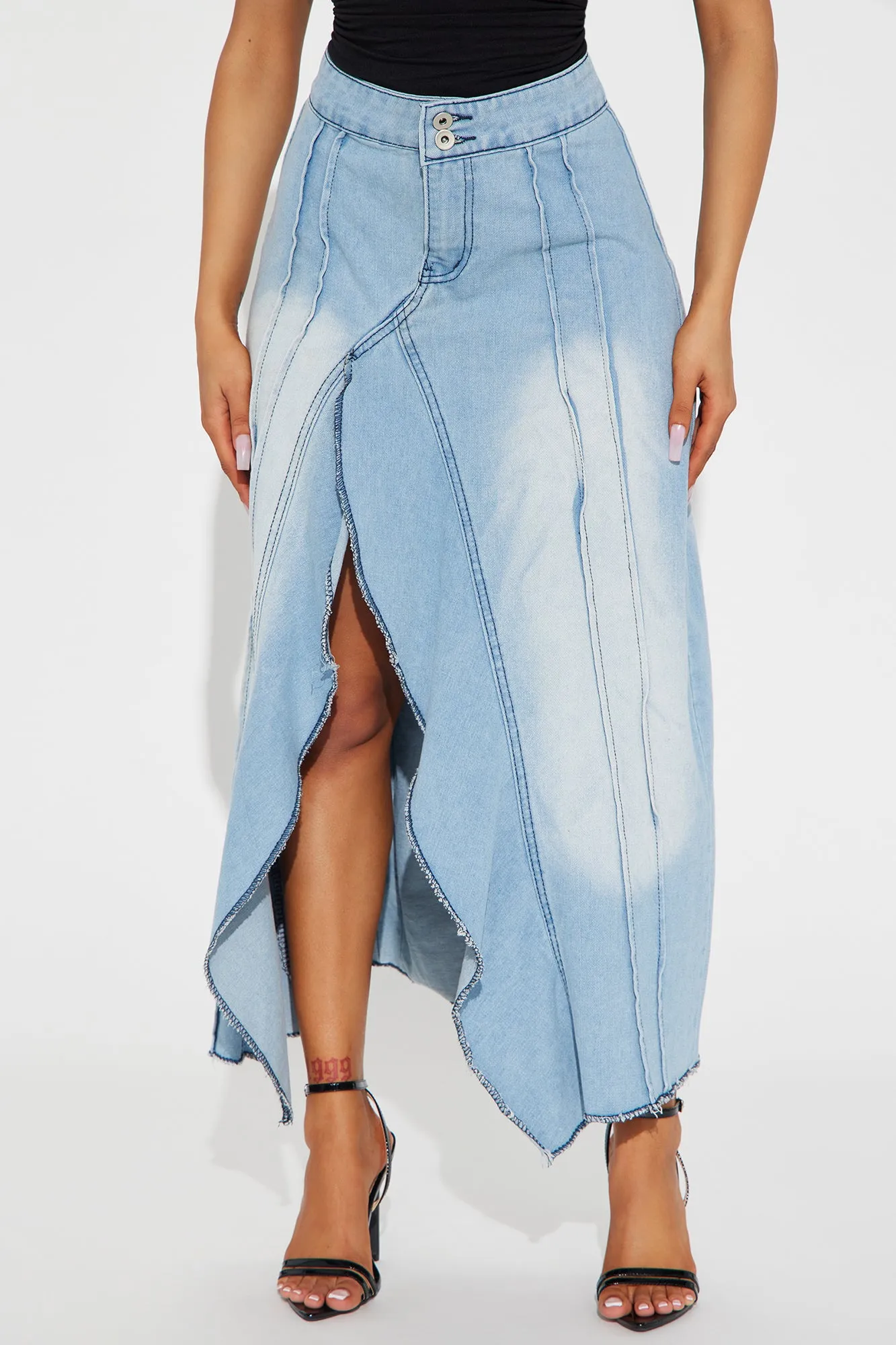 All Too Well Denim Midi Skirt - Light Wash