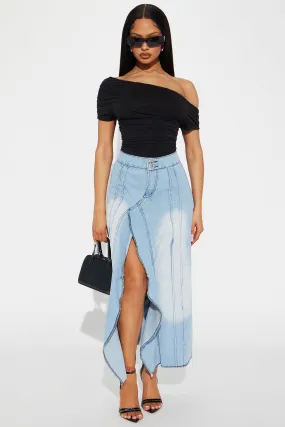 All Too Well Denim Midi Skirt - Light Wash