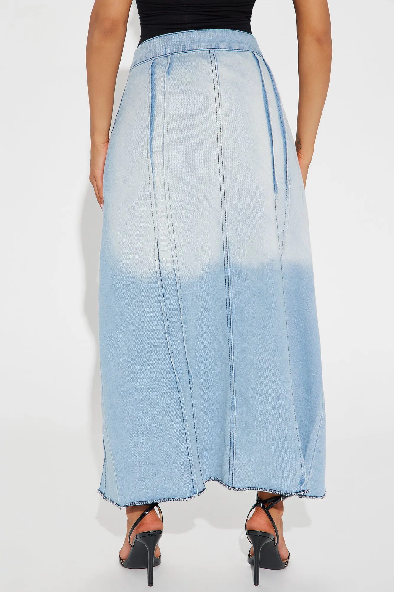 All Too Well Denim Midi Skirt - Light Wash