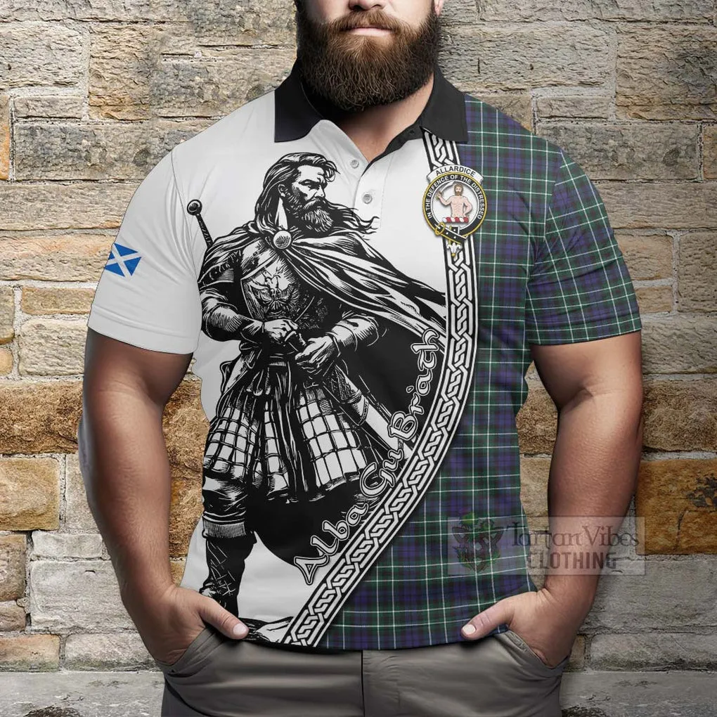 Allardice Tartan Clan Crest Polo Shirt with Highlander Warrior Celtic Style