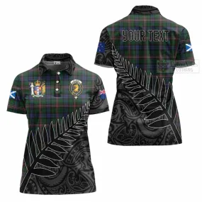 Allison Crest Tartan Women's Polo Shirt with New Zealand Silver Fern Half Style