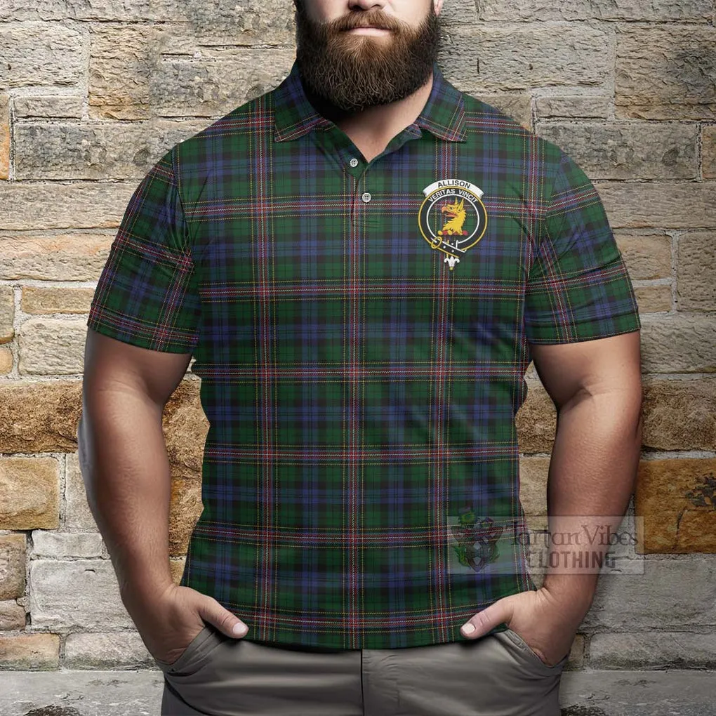 Allison Tartan Polo Shirt with Family Crest Celtic Skull Style