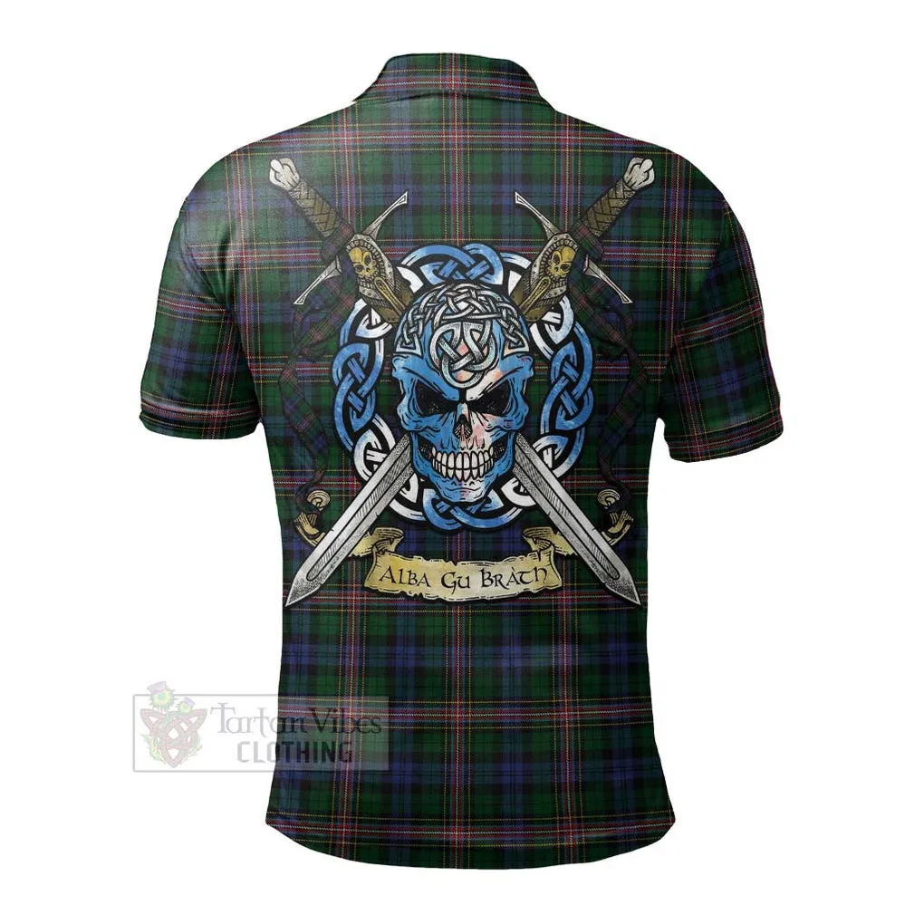 Allison Tartan Polo Shirt with Family Crest Celtic Skull Style