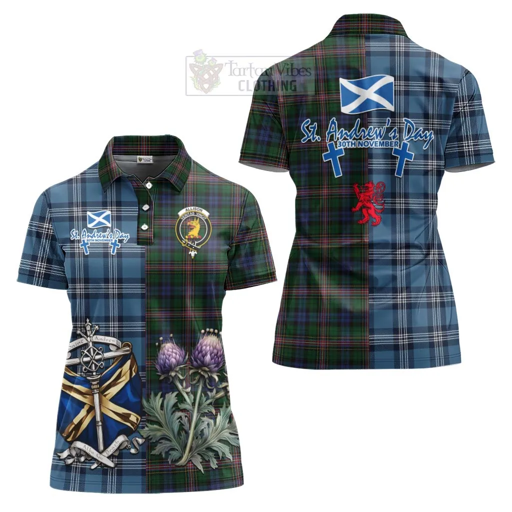 Allison Tartan Women's Polo Shirt Happy St. Andrew's Day Half Tartan Style