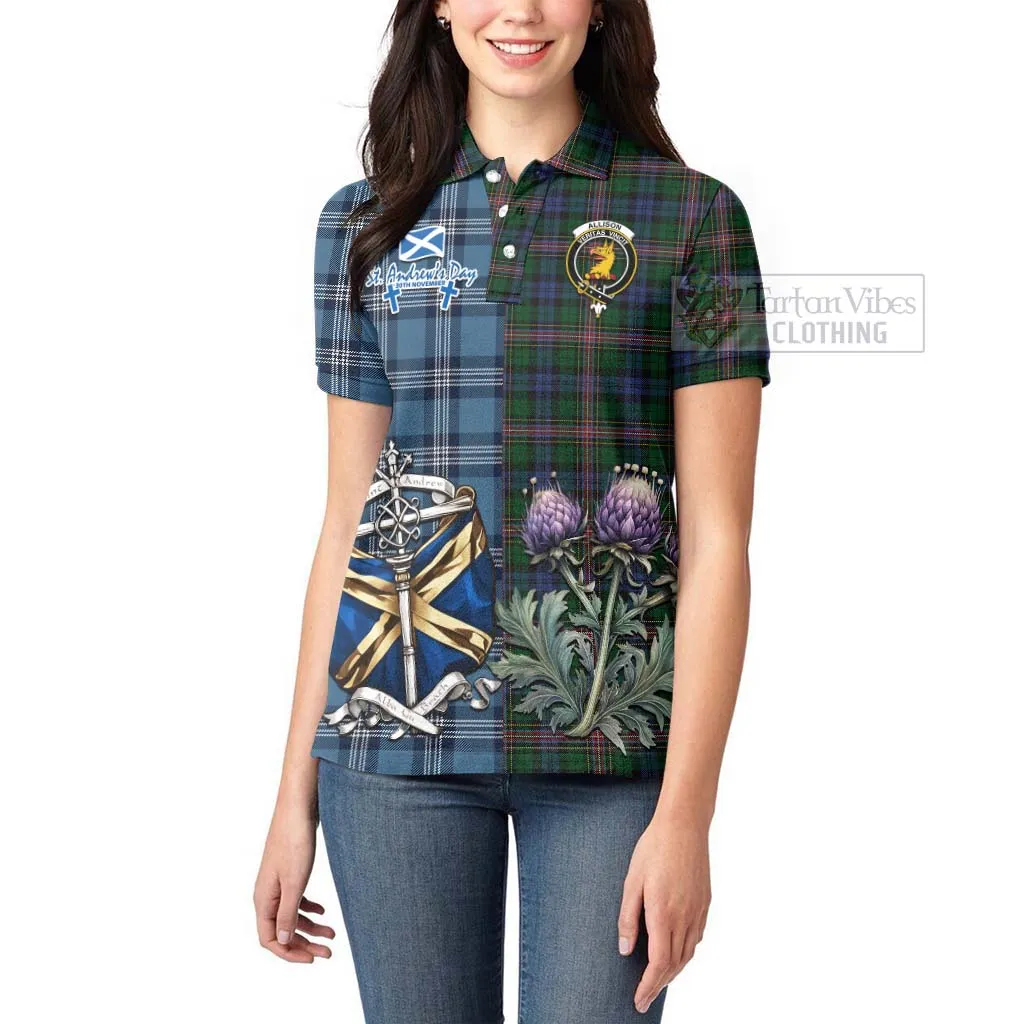 Allison Tartan Women's Polo Shirt Happy St. Andrew's Day Half Tartan Style