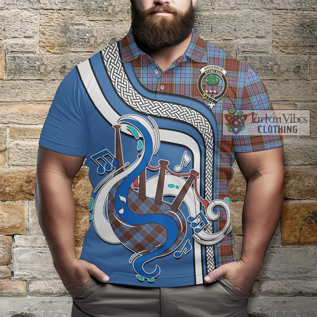 Anderson Modern Tartan Polo Shirt with Epic Bagpipe Style