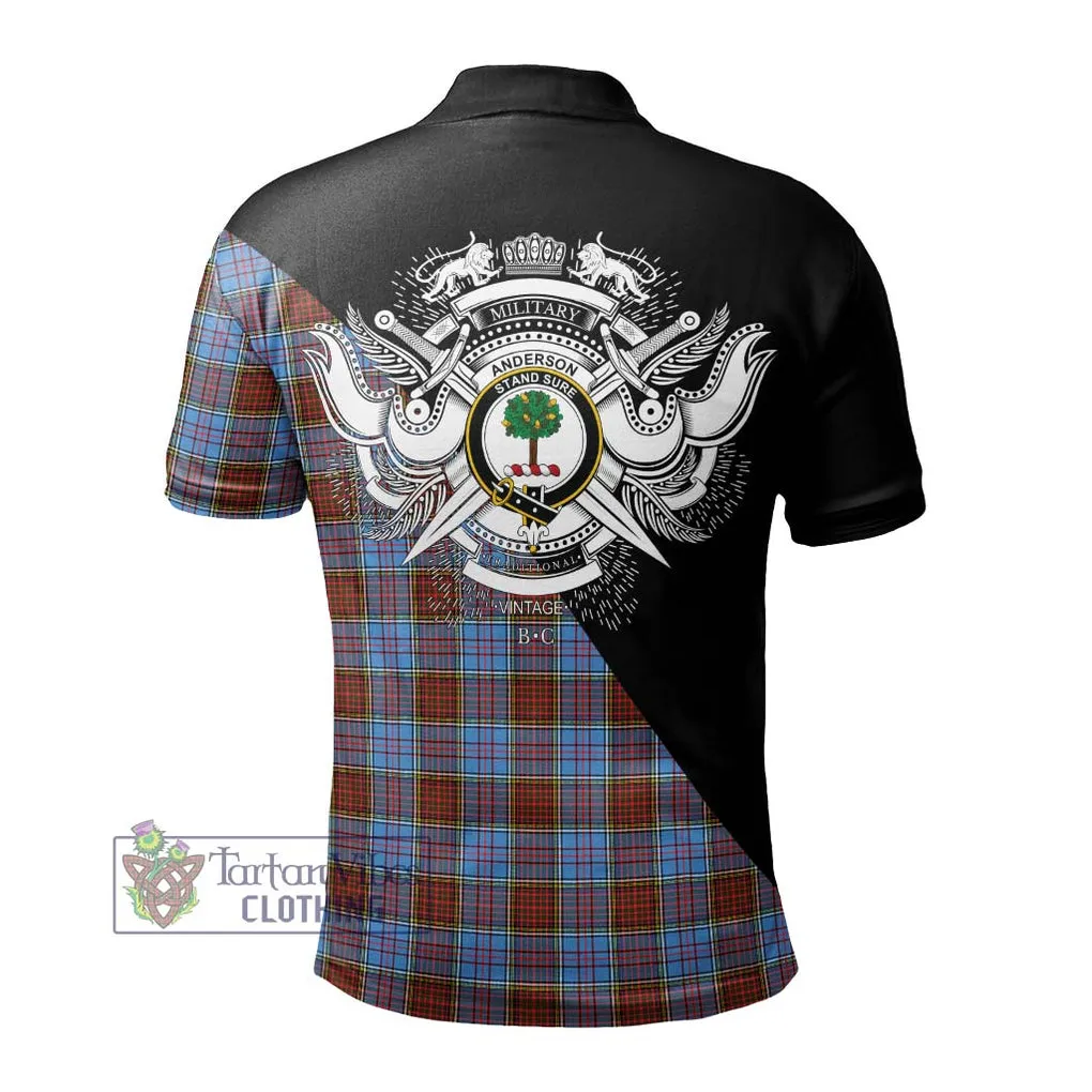 Anderson Modern Tartan Polo Shirt with Family Crest and Military Logo Style