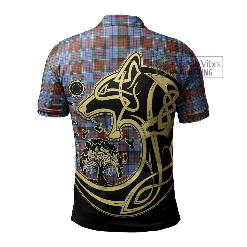 Anderson Modern Tartan Polo Shirt with Family Crest Celtic Wolf Style