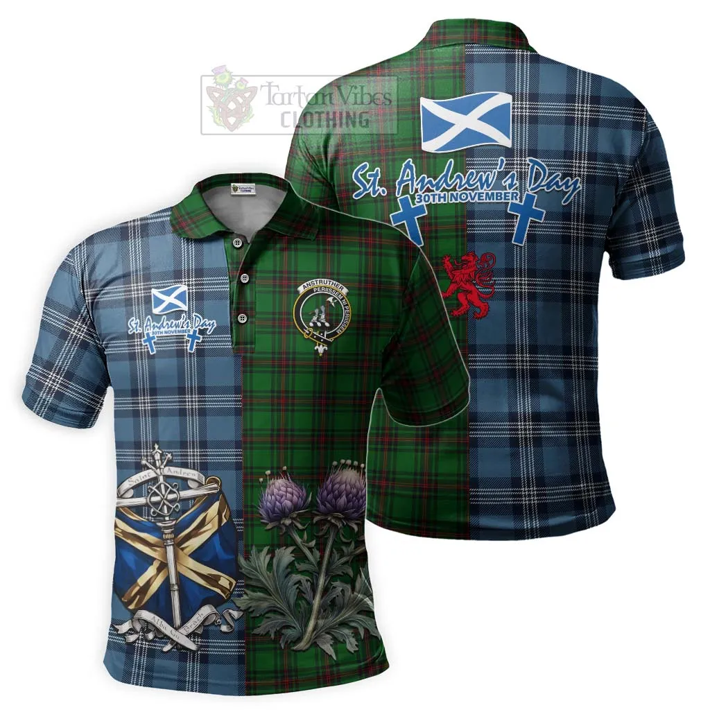 Anstruther Tartan Polo Shirt Happy St. Andrew's Day Half Tartan Style