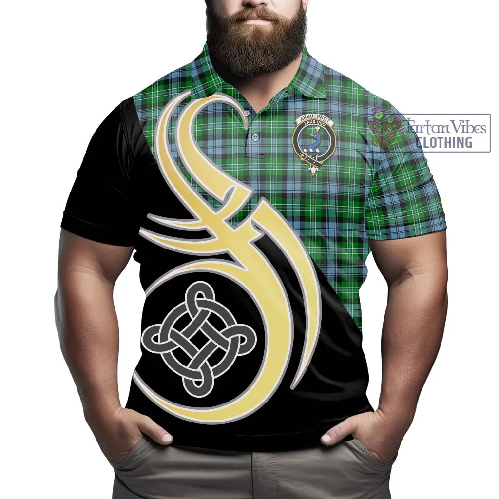 Arbuthnot Ancient Tartan Polo Shirt with Family Crest and Celtic Symbol Style