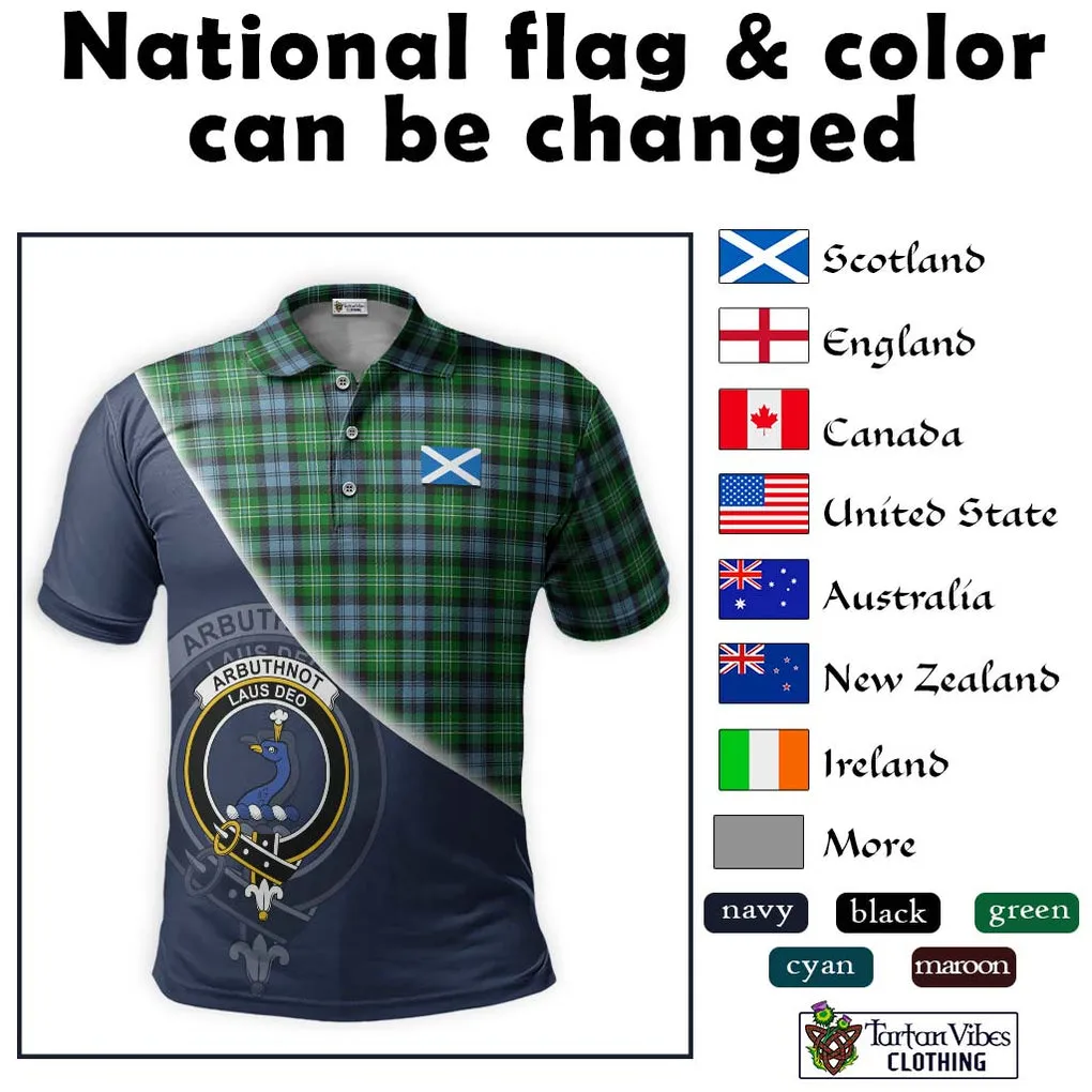 Arbuthnot Ancient Tartan Polo Shirt with Personalised National Flag and Family Crest Half Style