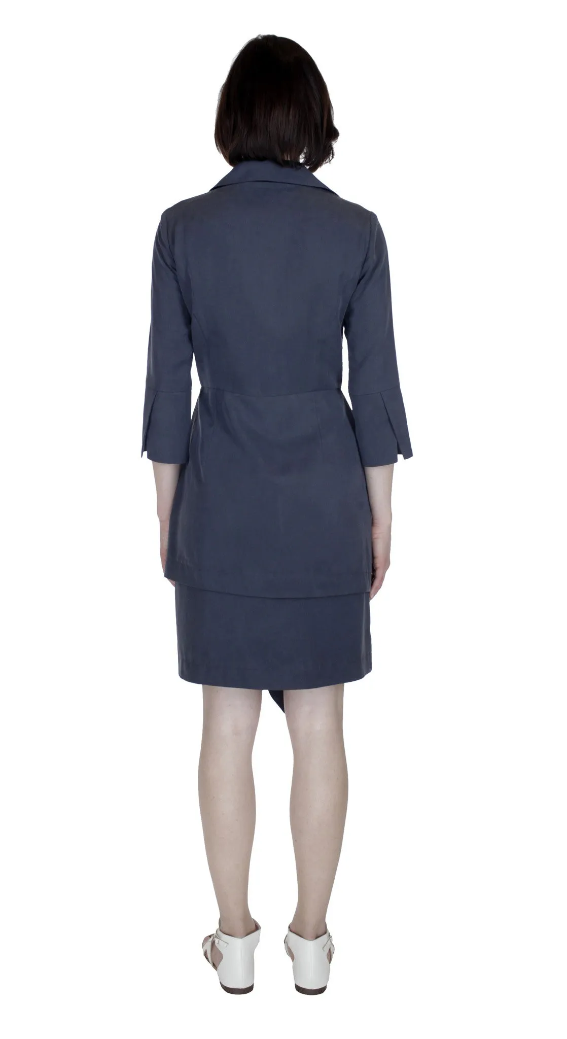 Asym Placket Double Tier Shirtdress/ Purple