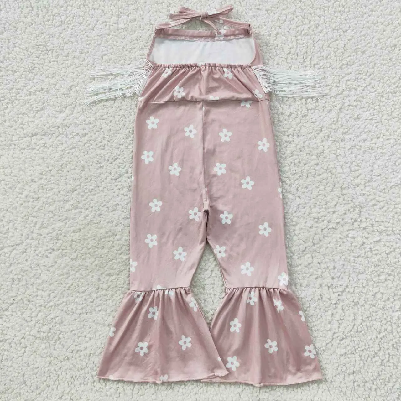 Baby girl pink floral strap print jumpsuit SR0424