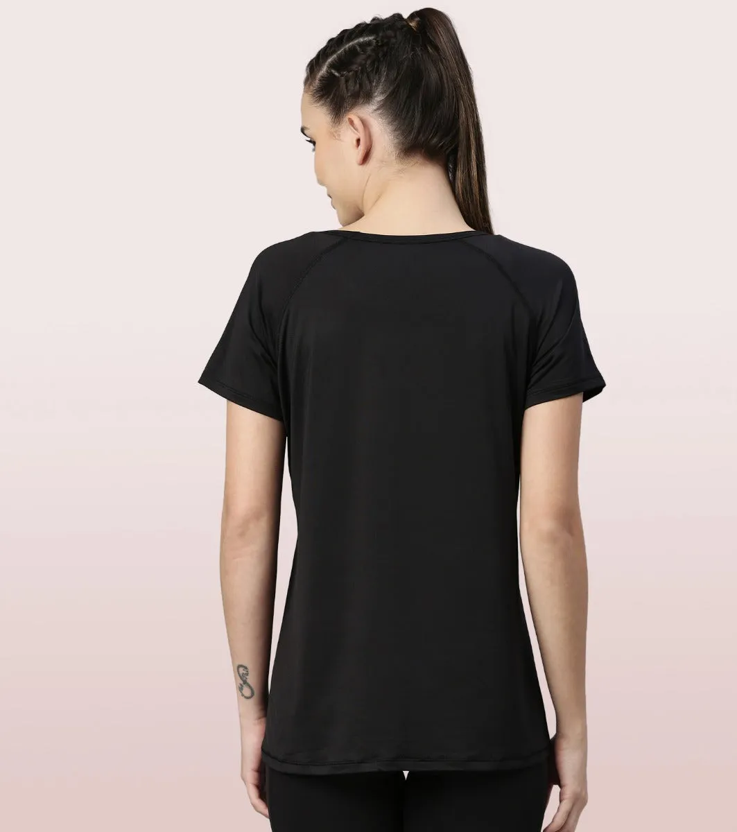 Basic Active Tee | Raglan Sleeve Scoop Neck Dry Fit Graphic Tee