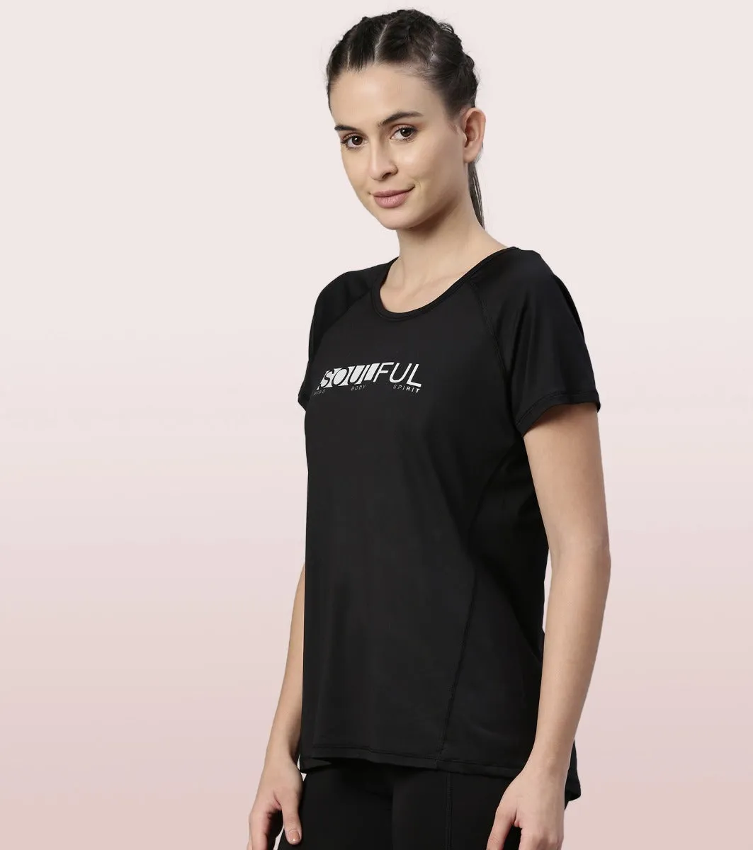 Basic Active Tee | Raglan Sleeve Scoop Neck Dry Fit Graphic Tee