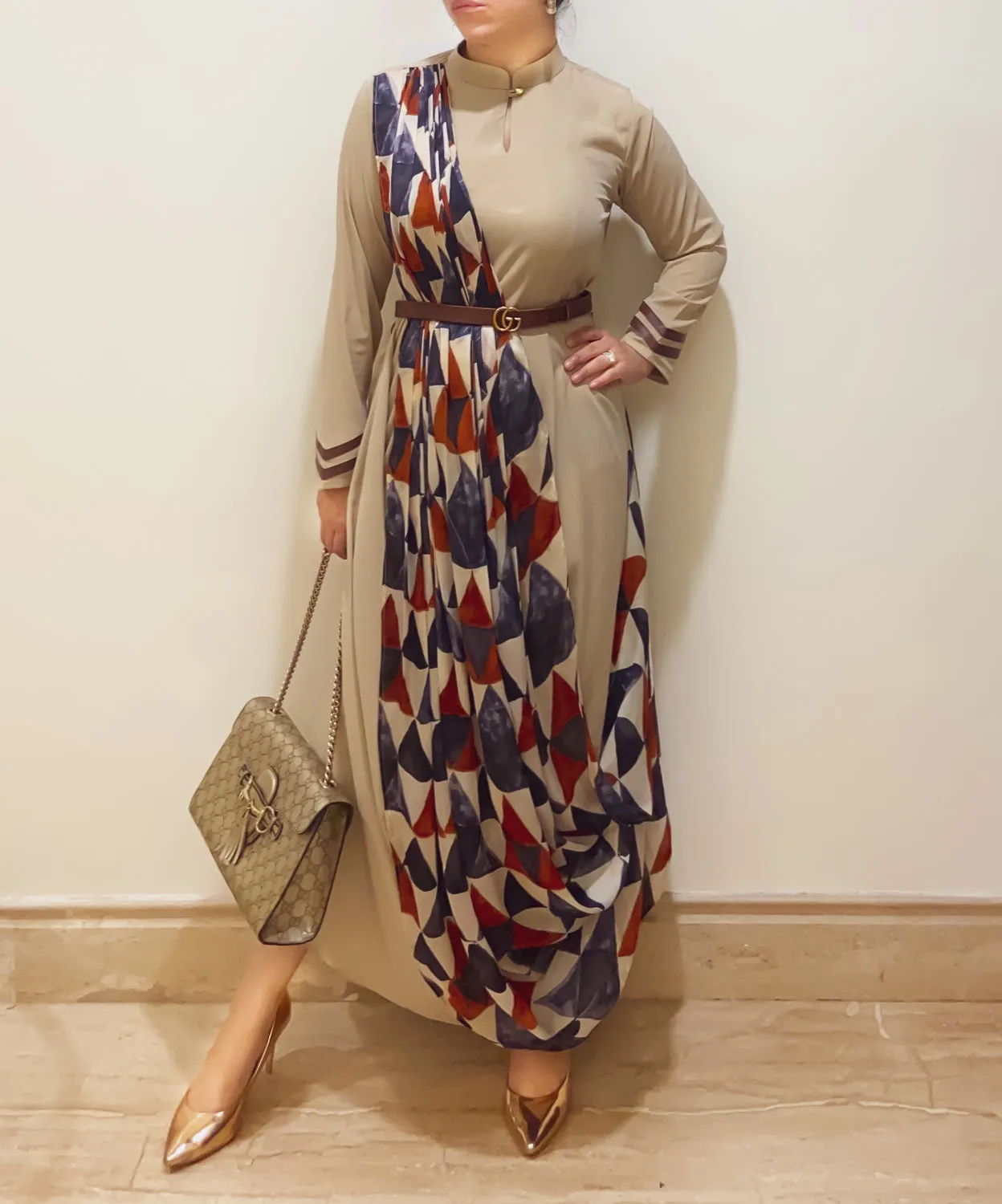 Beige Twisted Drape tunic