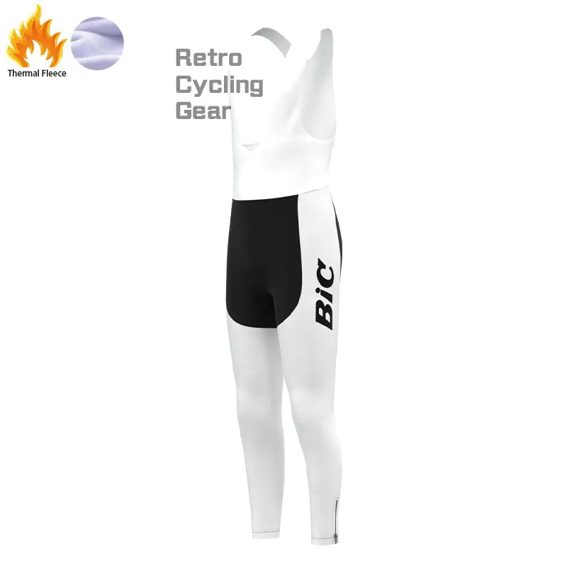 BIC White Blue Fleece Retro Cycling Kits