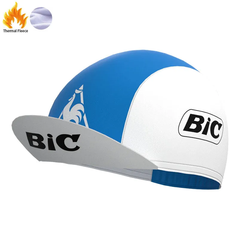 BIC White Blue Fleece Retro Cycling Kits