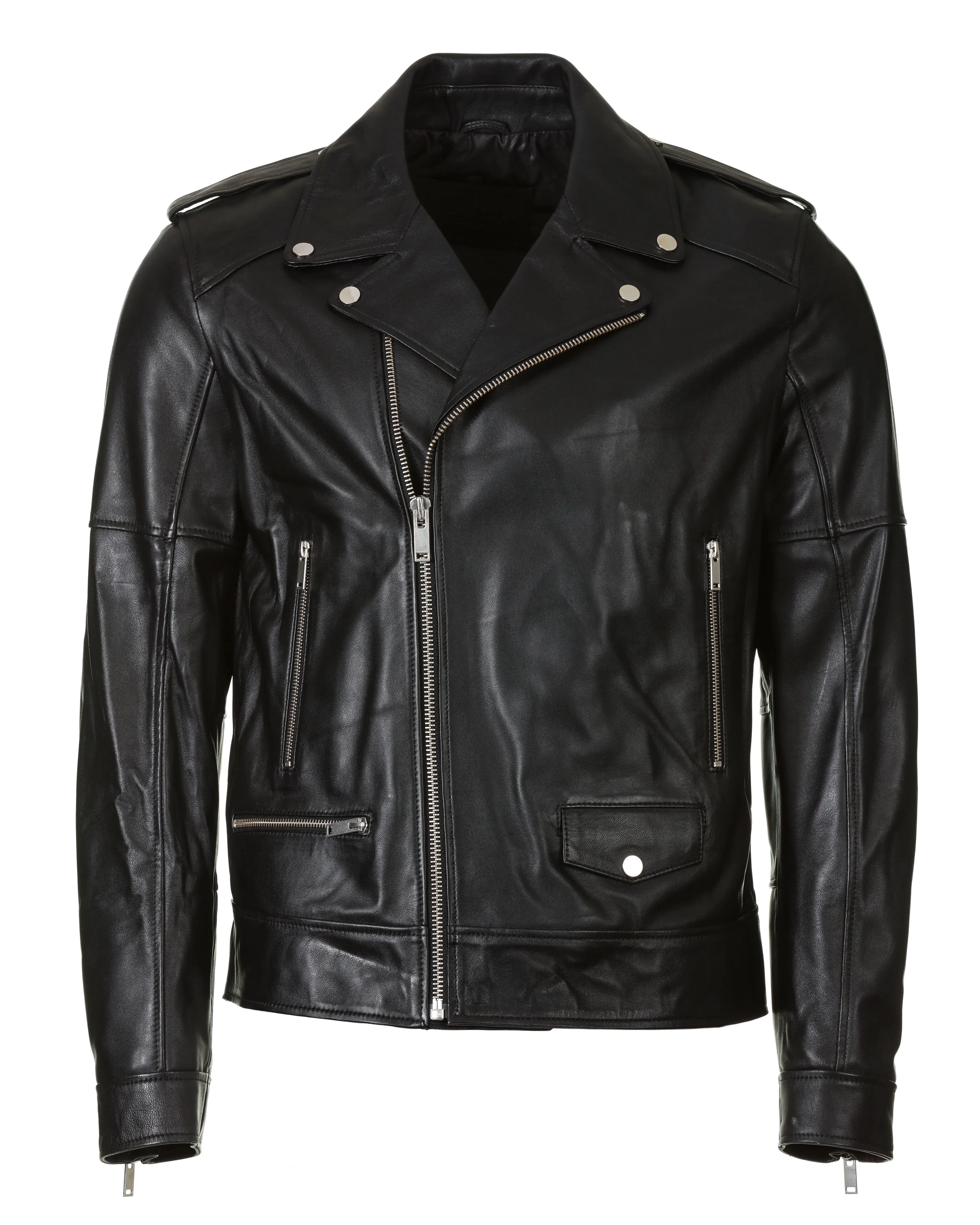 Biker Leather Jacket - Black