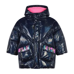 Billieblush Kids Quilted Navy Hooded Puffer Jacket