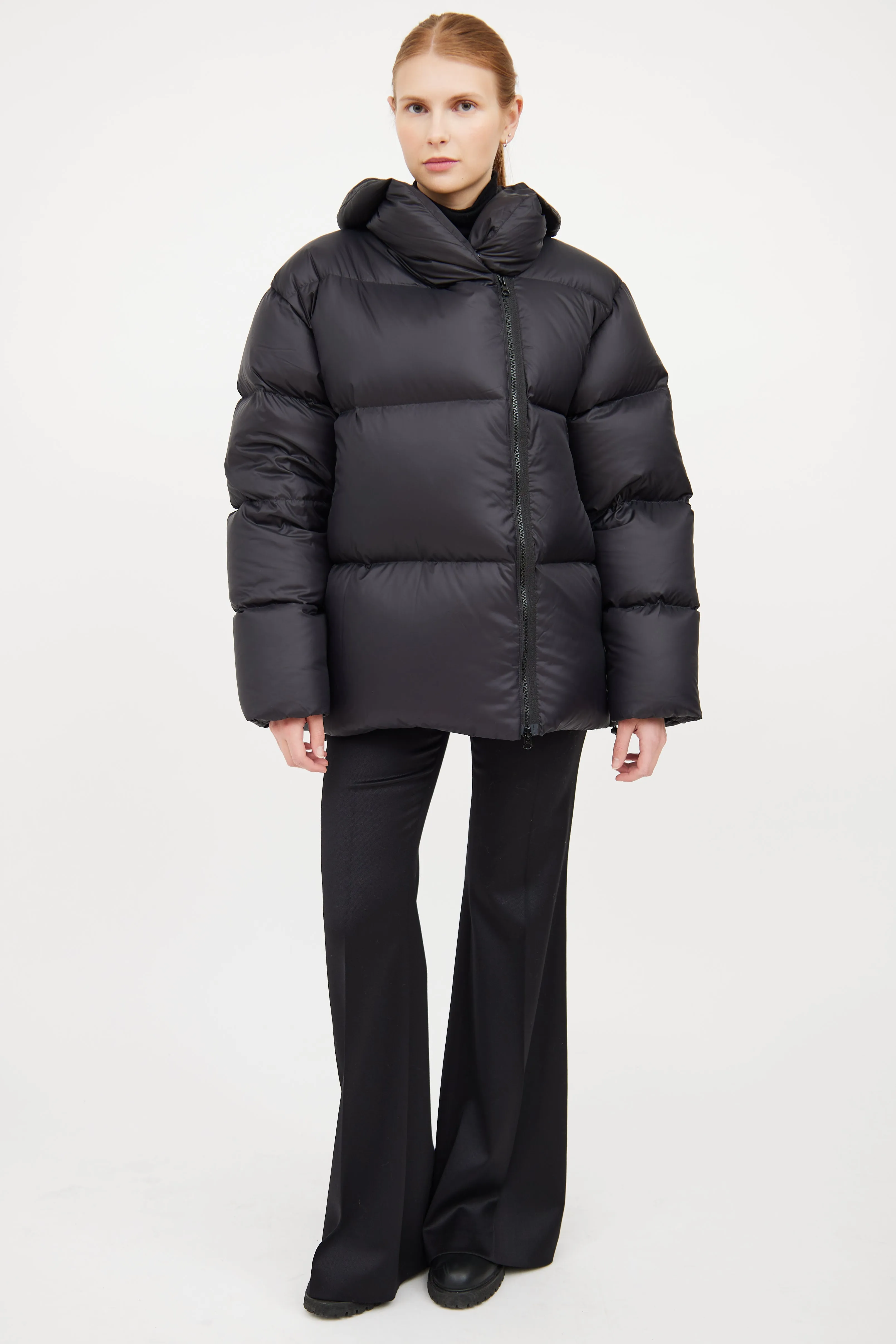 Black Asymmetrical Puffer Jacket