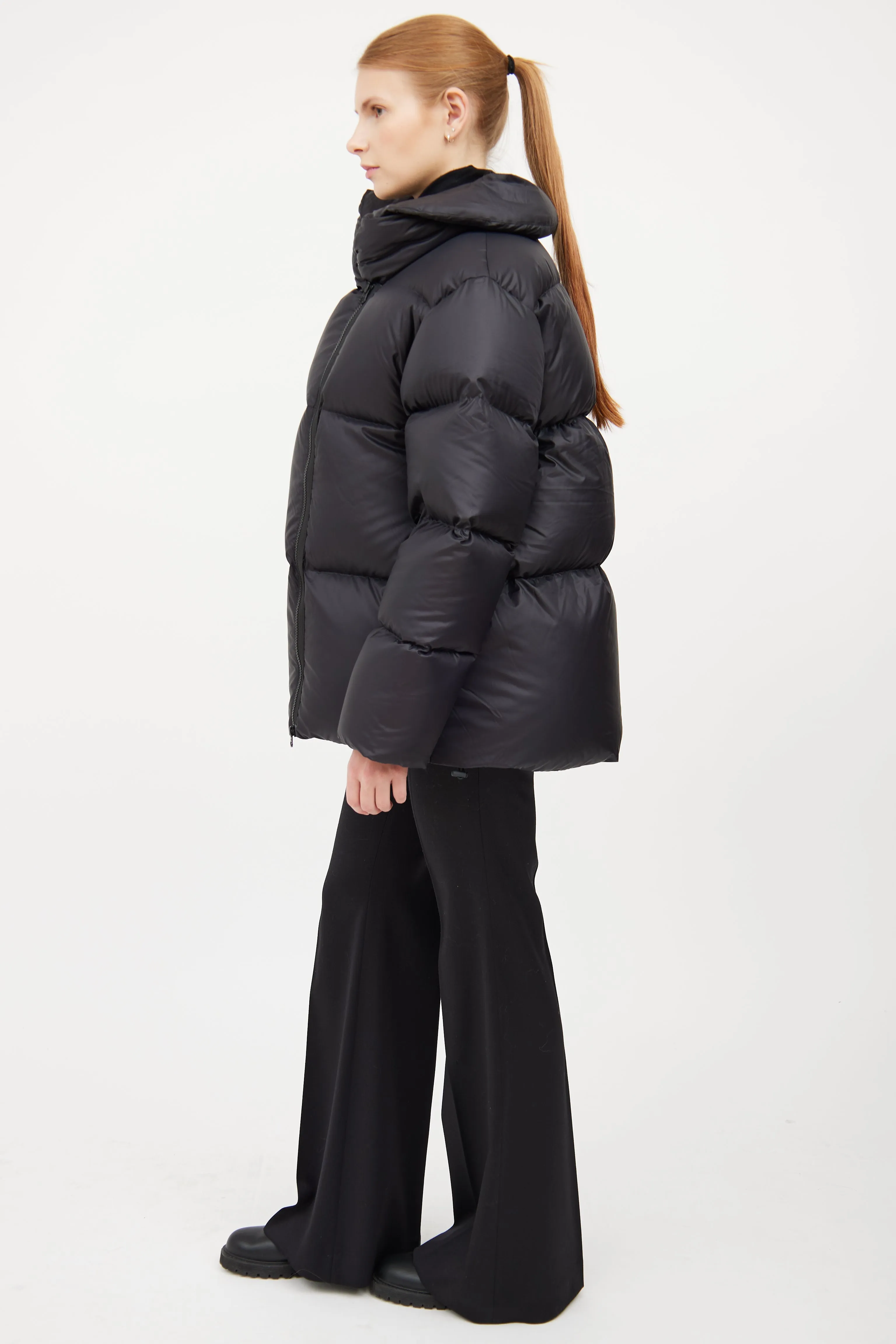 Black Asymmetrical Puffer Jacket