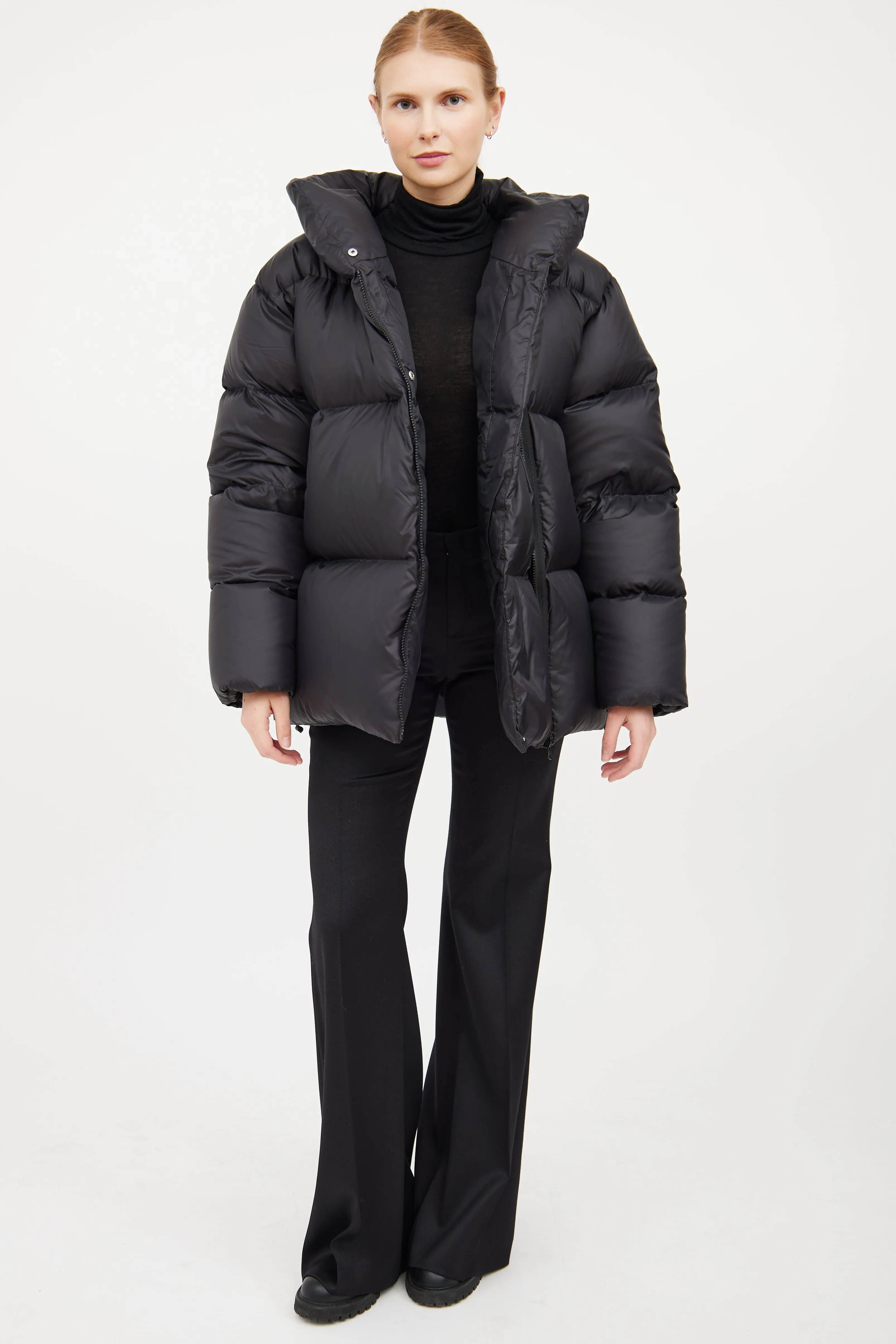 Black Asymmetrical Puffer Jacket