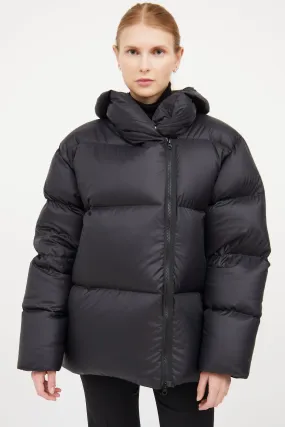 Black Asymmetrical Puffer Jacket