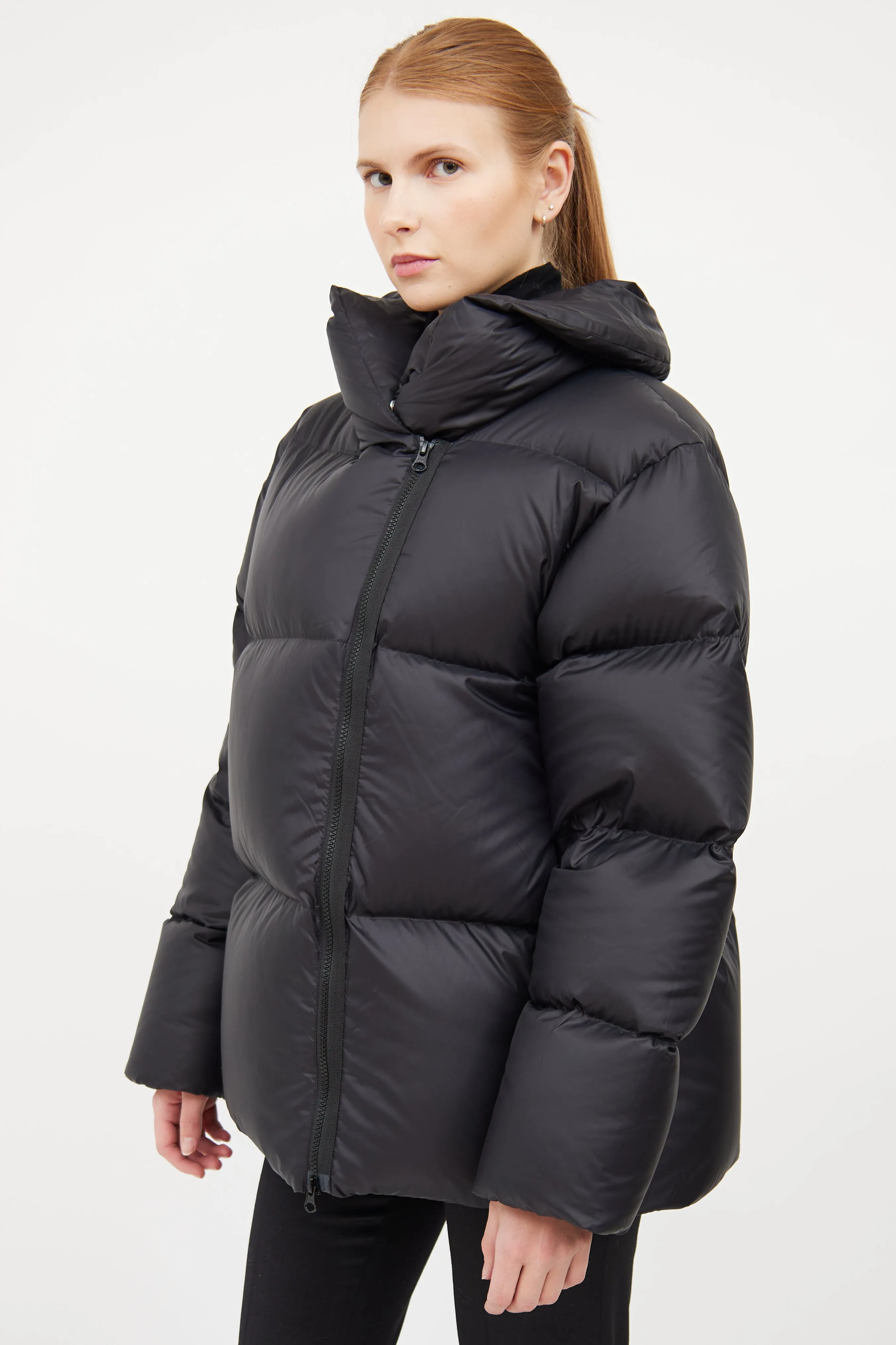 Black Asymmetrical Puffer Jacket