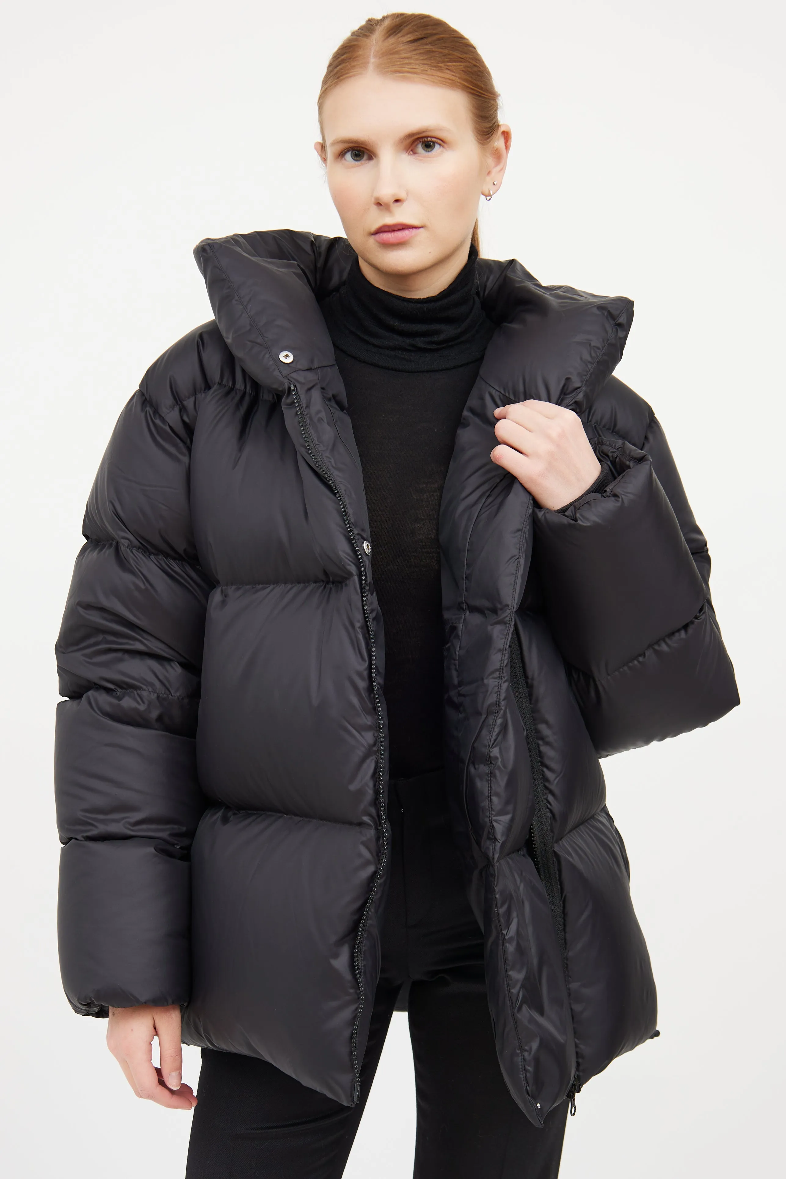 Black Asymmetrical Puffer Jacket