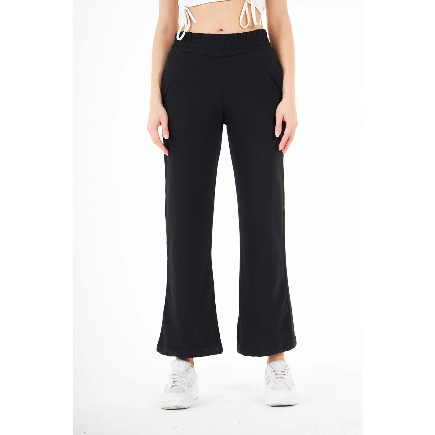 Black Wide Leg High Trousers