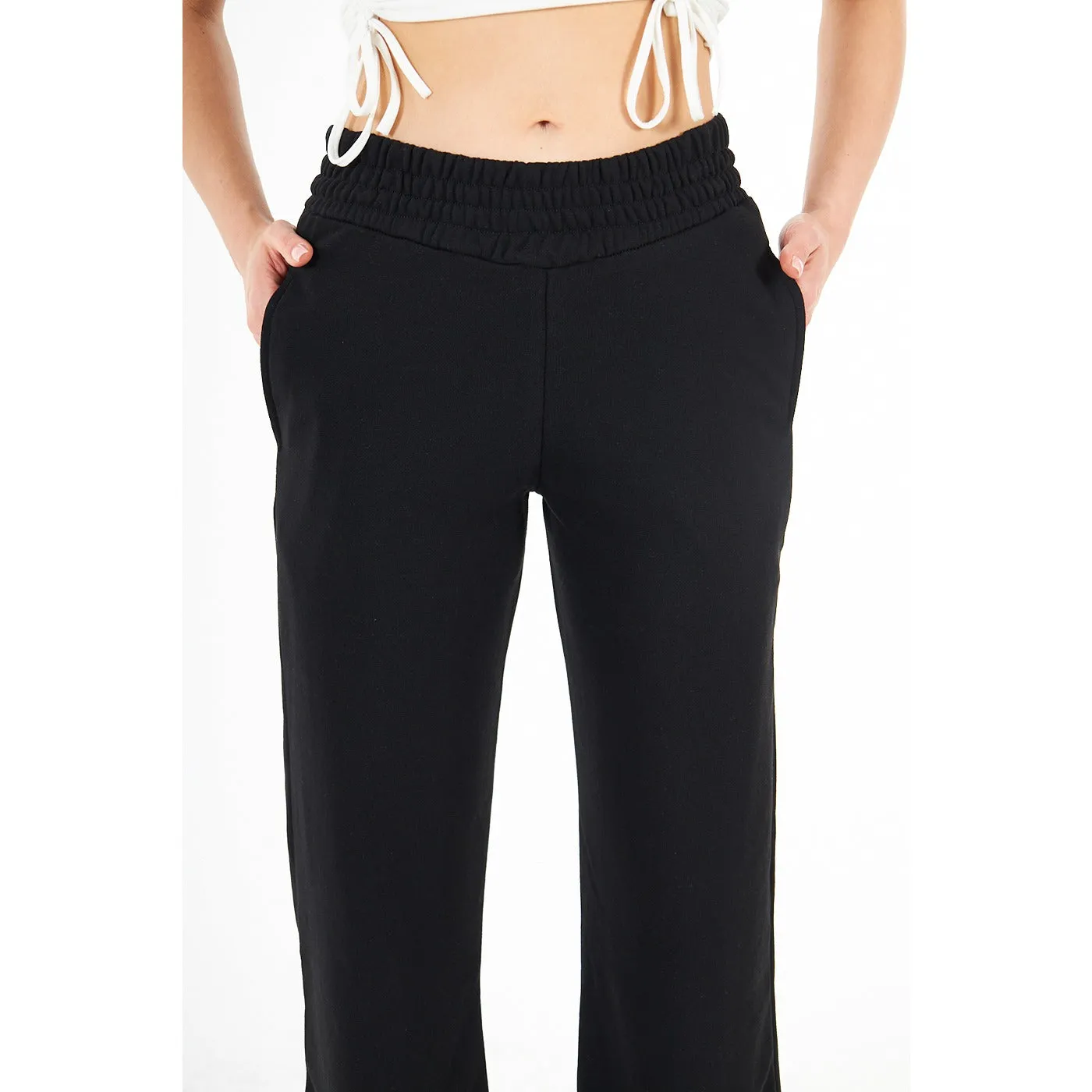 Black Wide Leg High Trousers