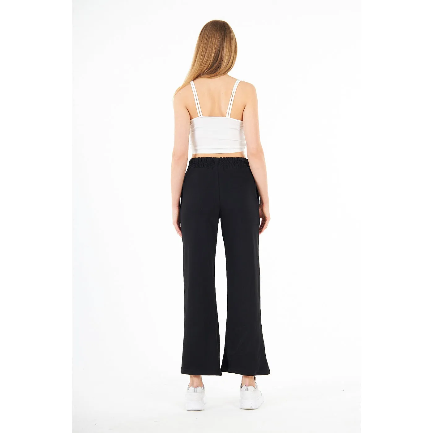 Black Wide Leg High Trousers