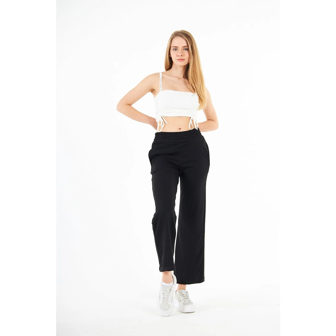 Black Wide Leg High Trousers